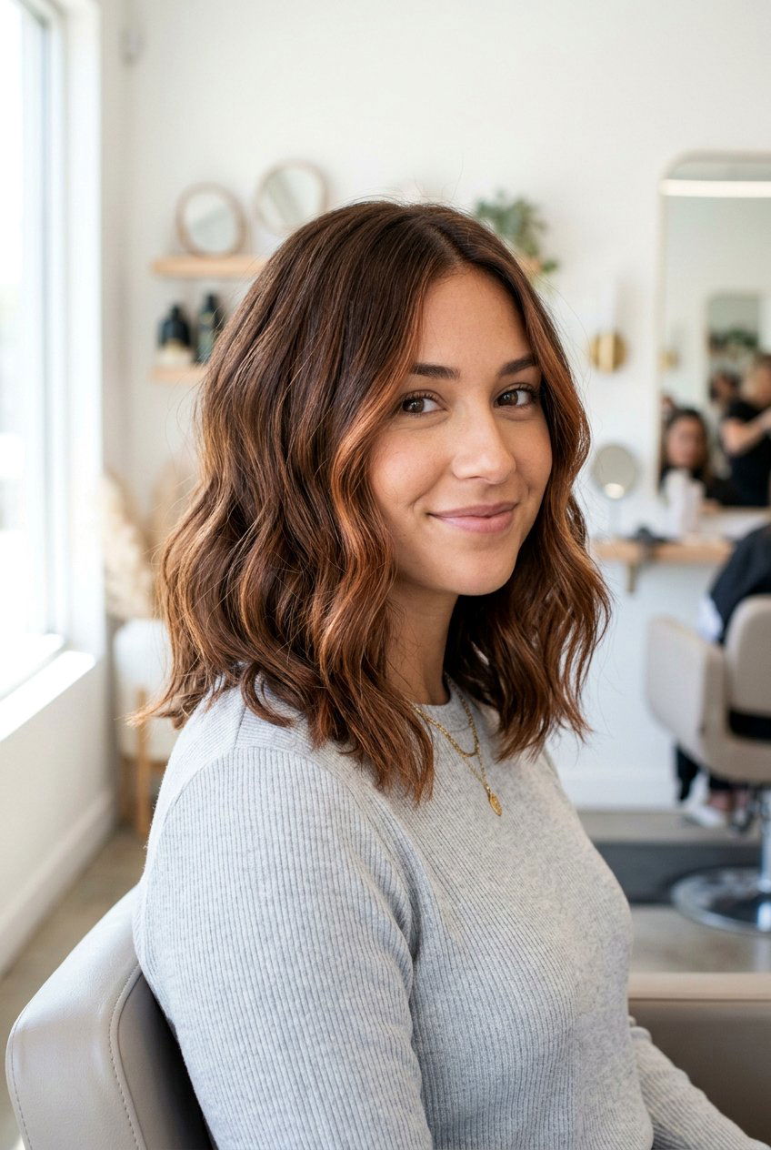 Subtle Copper Highlights On Brown Hair - 20 chestnut brunette with copper ribbons - 20 chestnut brunette with copper ribbons