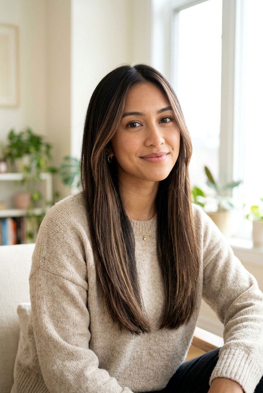 Subtle Face Framing Balayage On Natural Dark Hair - 20 face framing balayage ideas - 20 face framing balayage ideas