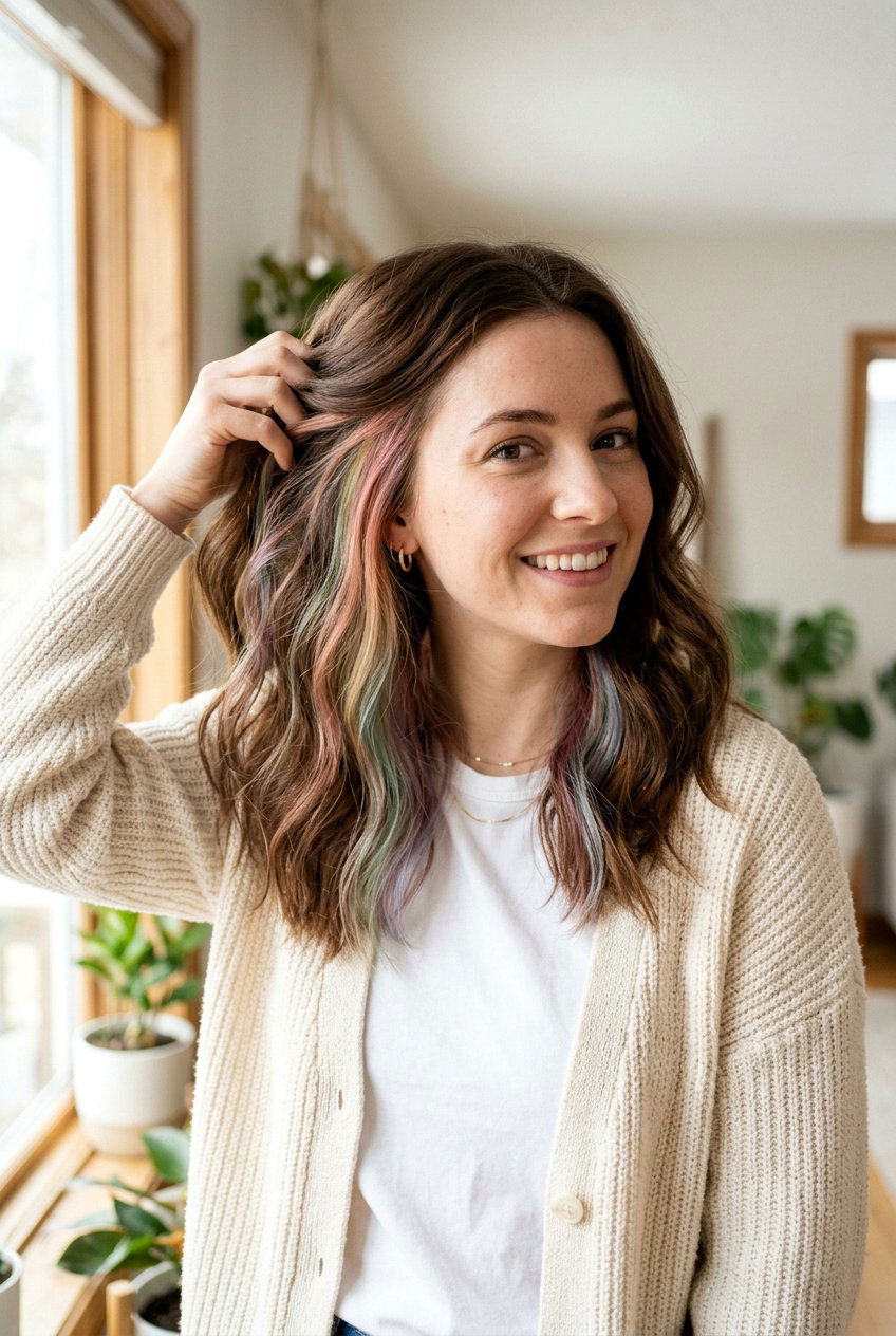 Subtle Hidden Rainbow Hair - 20 hidden rainbow balayage - 20 hidden rainbow balayage