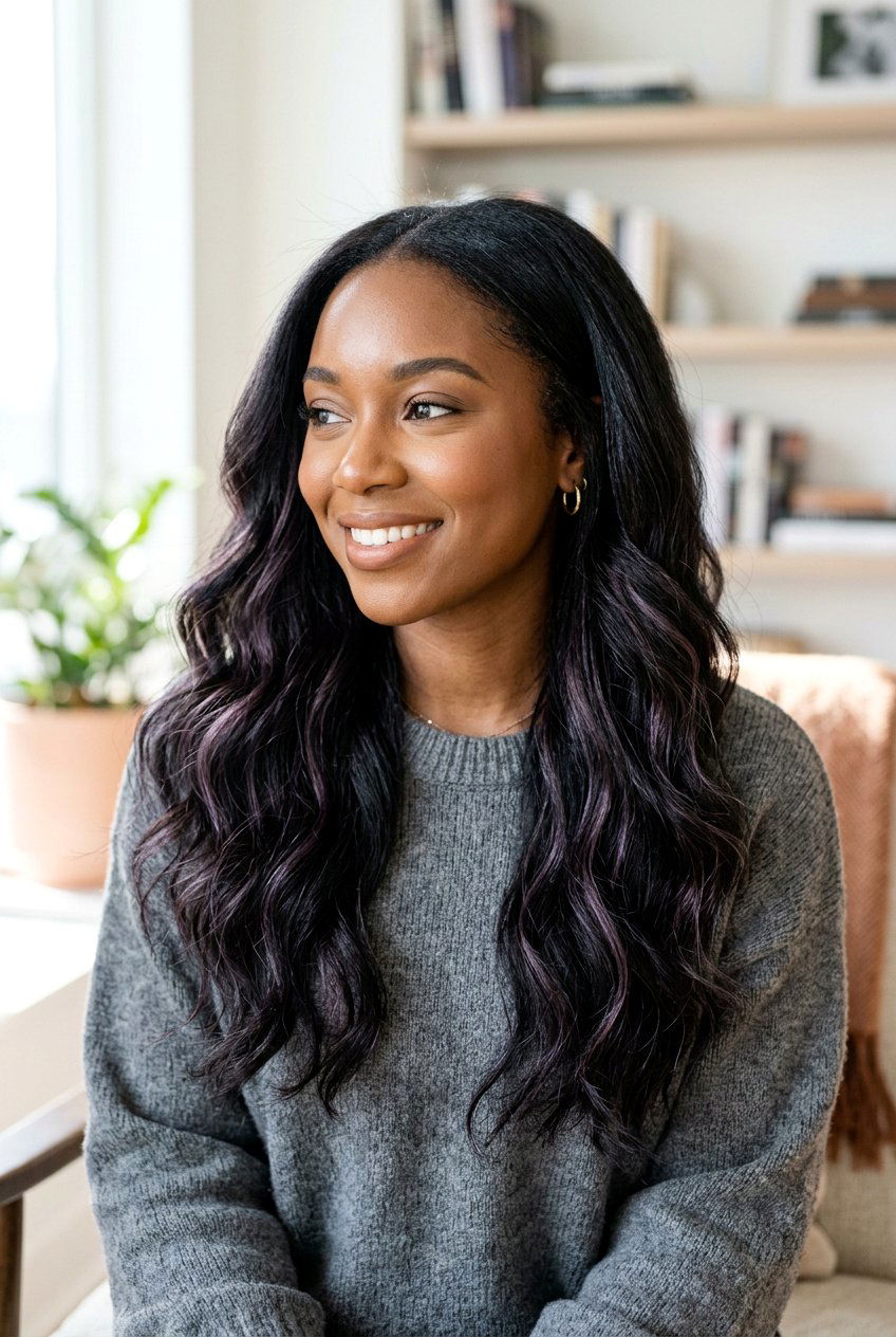 Subtle Plum Balayage Black Hair - 20 plum balayage for black hair women - 20 plum balayage for black hair women