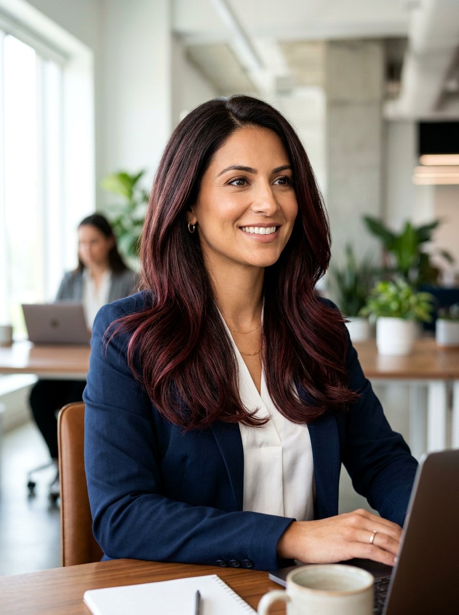 Subtle Sangria Brunette Balayage For Work - 20 sangria brunette balayage - 20 sangria brunette balayage