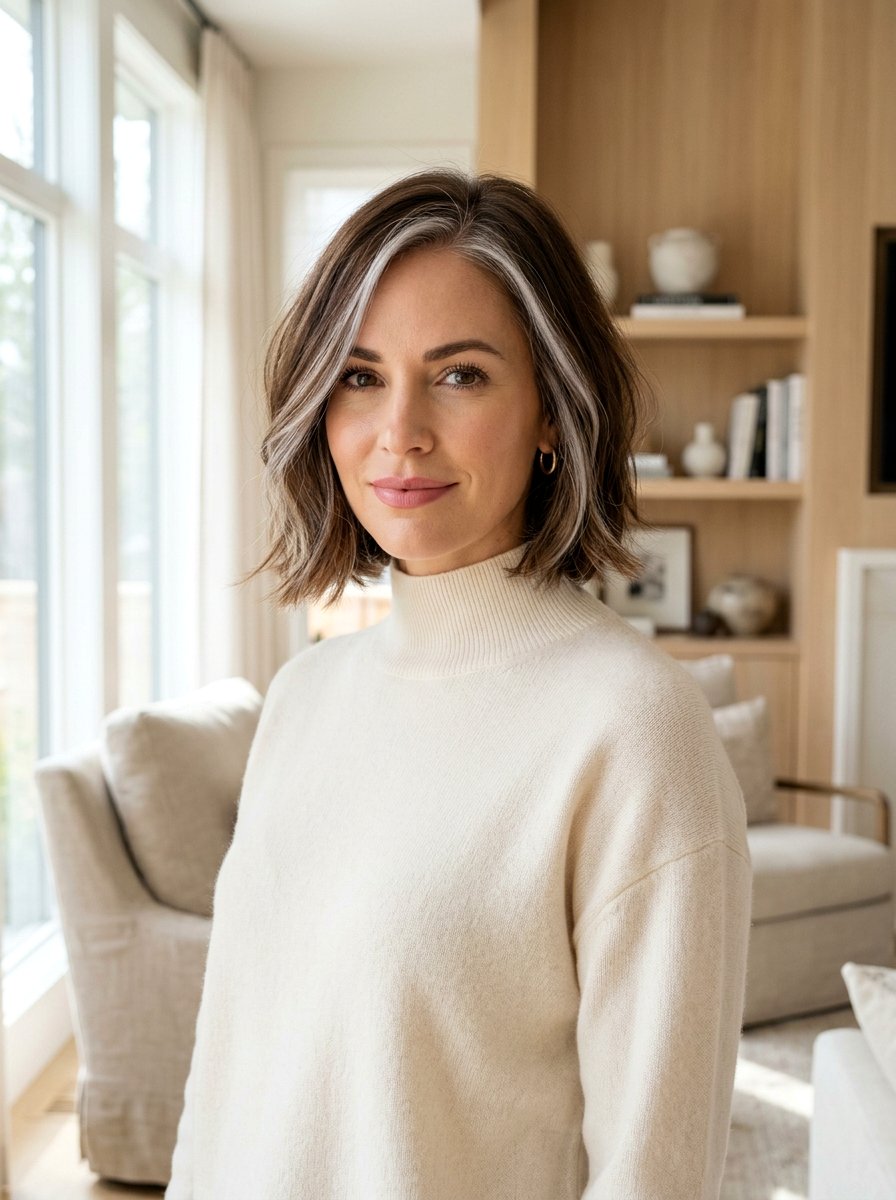 Subtle Silver Money Piece Brunette Bob - 20 silver money piece for brunette bob - 20 silver money piece for brunette bob