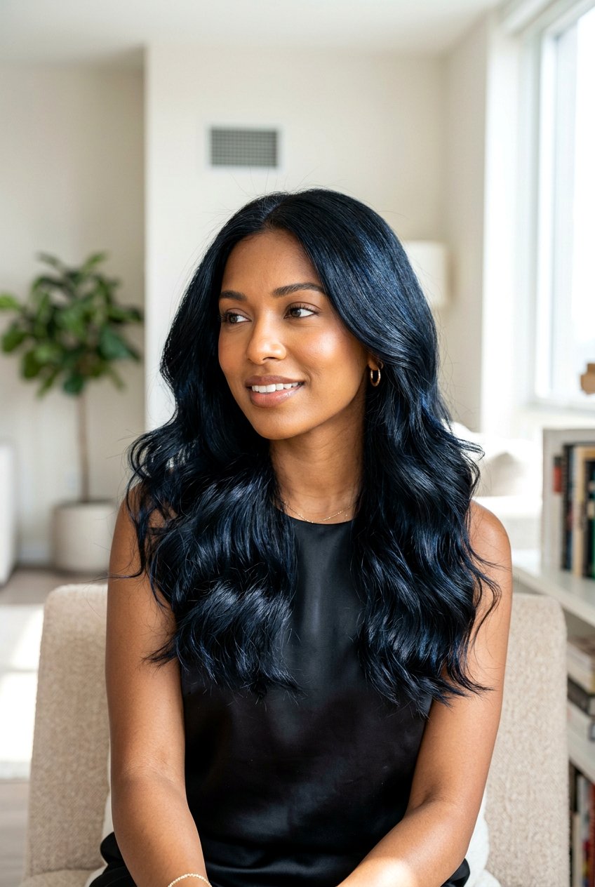 20 Edgy Black Hair With Blue Highlights You Need to Try Now