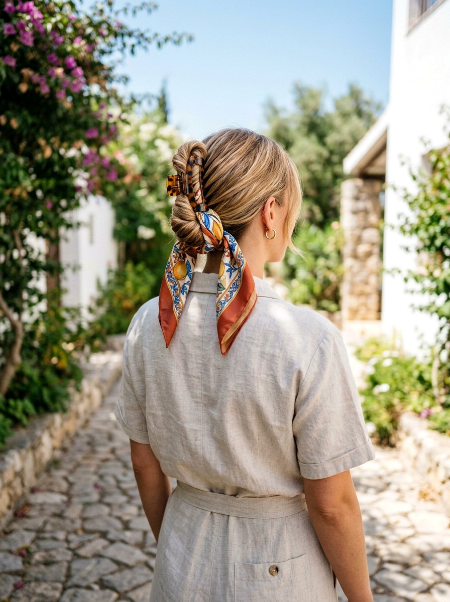 Summer Claw Clip Bun With Scarf - 20 summer claw clip bun - 20 summer claw clip bun