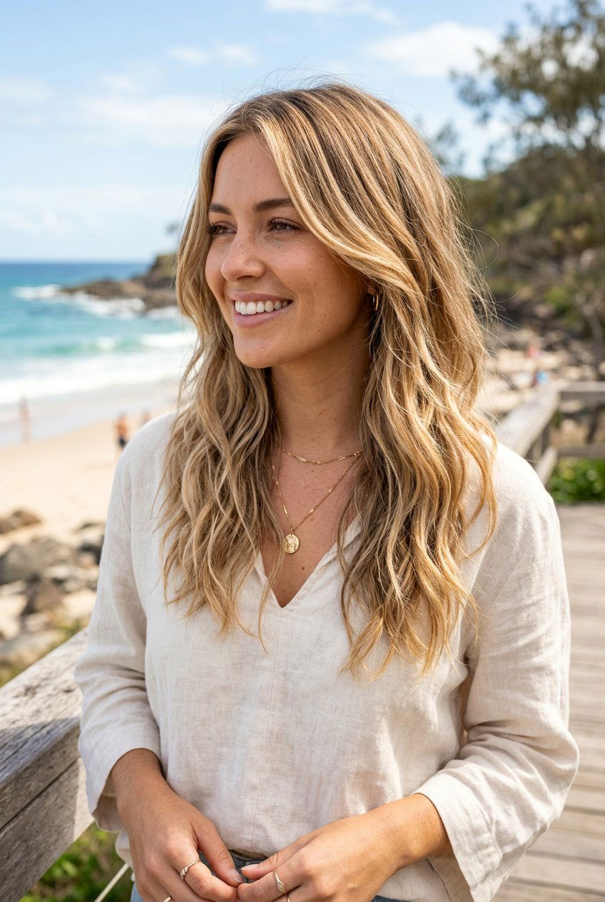 Sun Kissed Blonde Balayage On Layered Hair - 20 low maintenance blonde balayage - 20 low maintenance blonde balayage