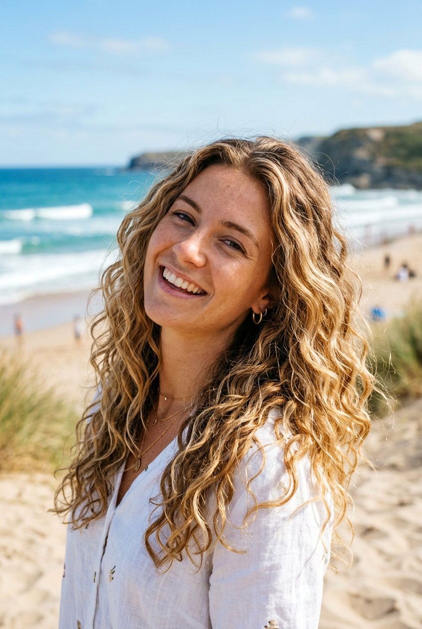 Sun Kissed Blonde Highlights on Wavy Curly Hair - 20 blonde highlights for curly hair - 20 blonde highlights for curly hair