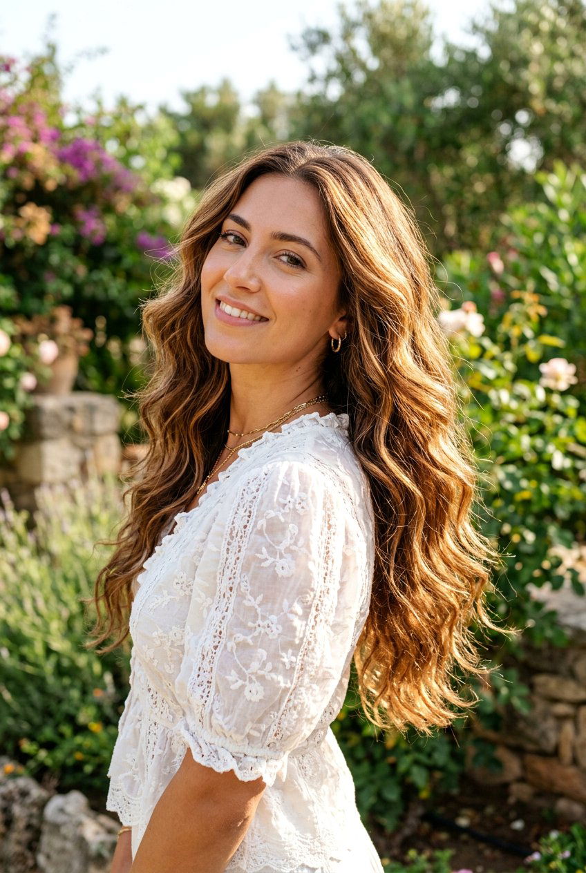 Sun Kissed Chestnut Highlights On Long Wavy Hair - 20 warm chestnut highlights for mature women - 20 warm chestnut highlights for mature women