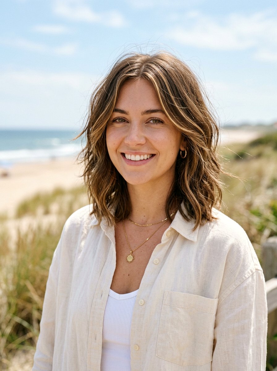 Sun Kissed Ribbon Highlights On Medium Brown Shag - 20 ribbon highlights for medium brown hair - 20 ribbon highlights for medium brown hair