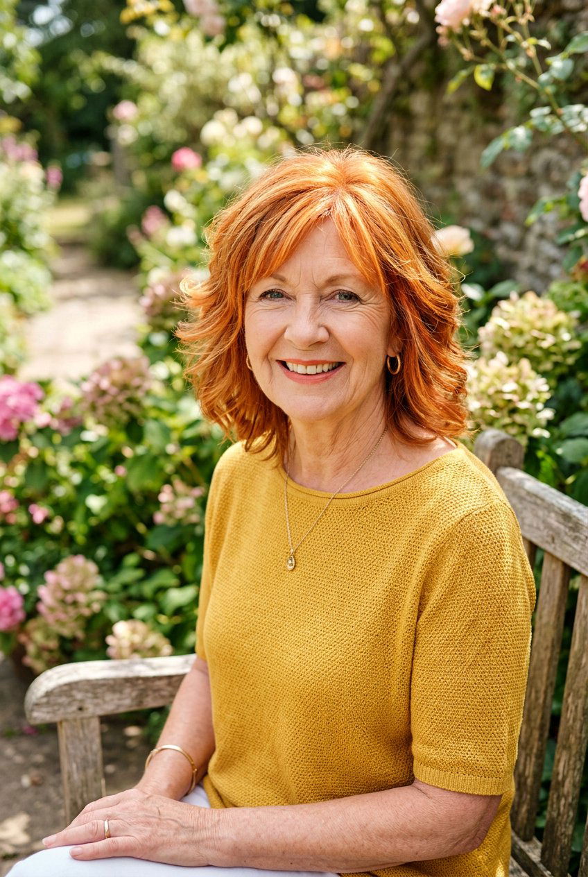 Sunkissed Ginger - 20 hair color for women over 70 with warm skin tone - 20 hair color for women over 70 with warm skin tone