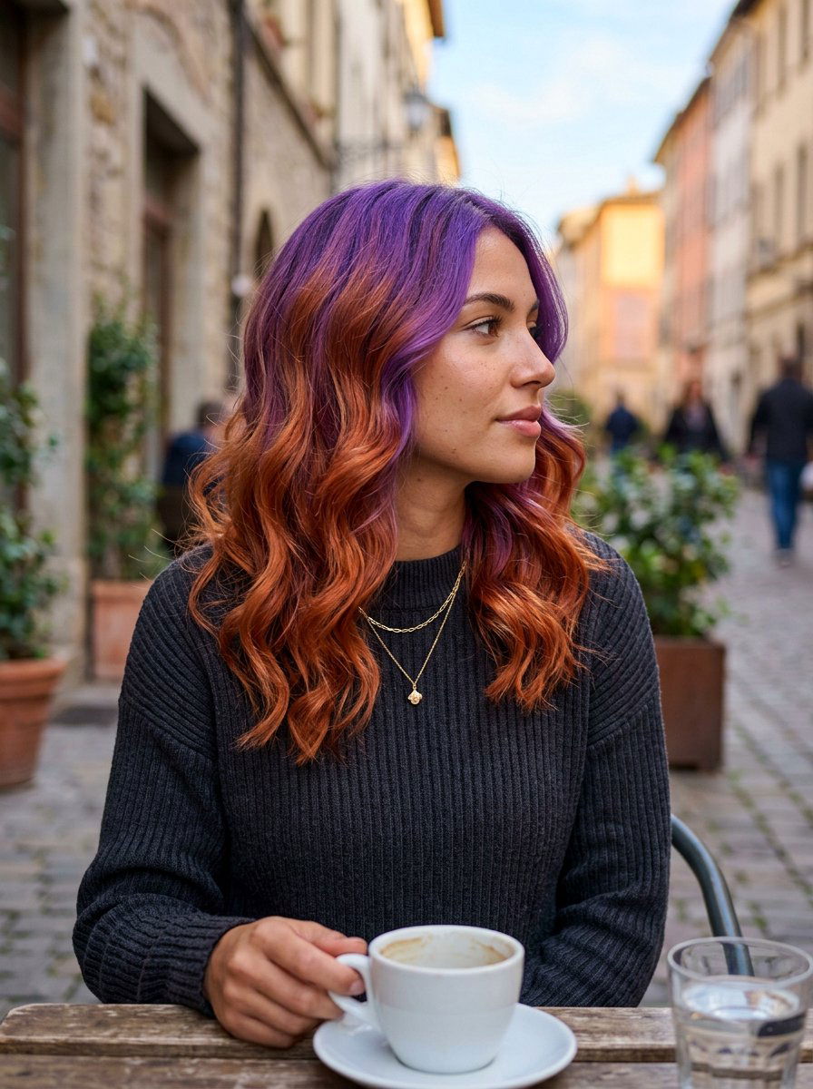 Sunrise Purple And Copper Hair Color - 20 sunrise hair color ideas