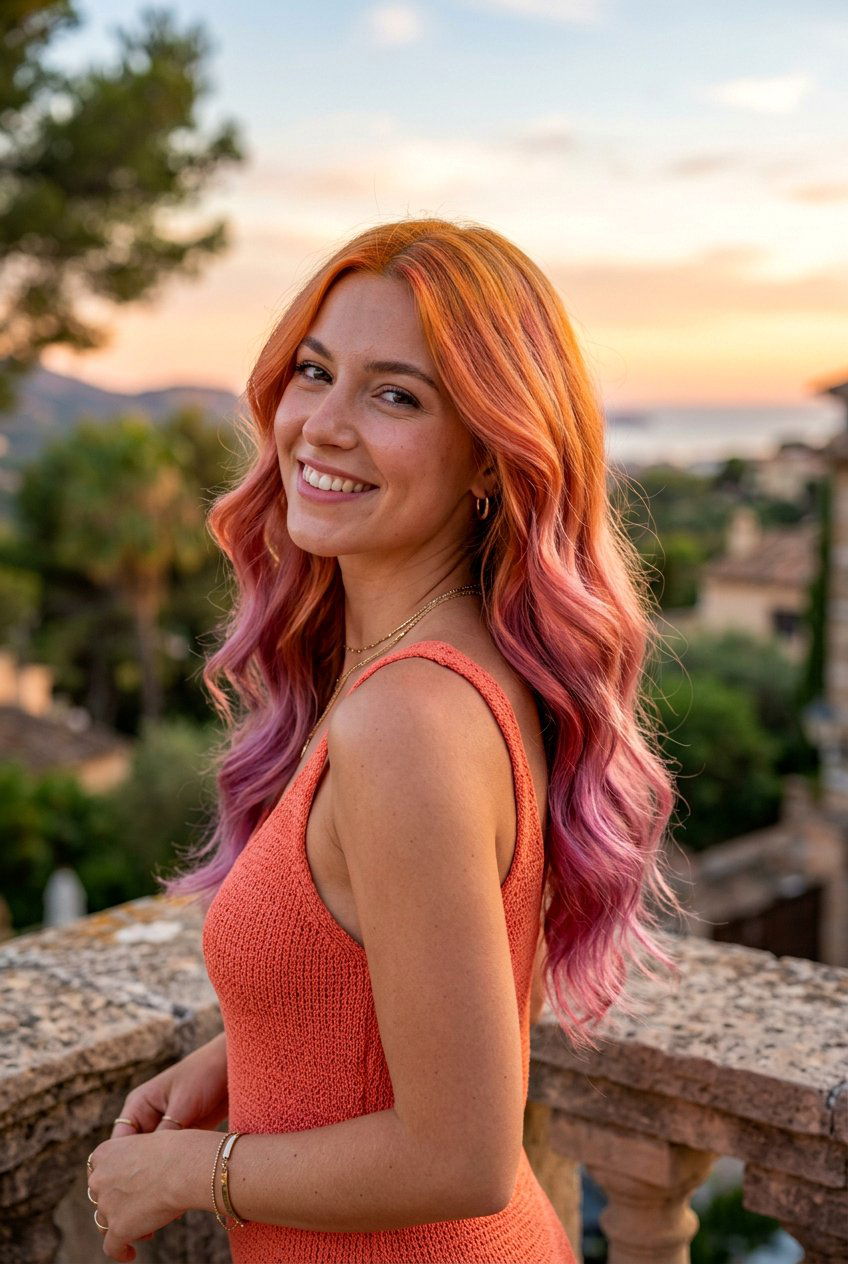Sunset Color Melt - 20 color melt hair ideas - 20 color melt hair ideas