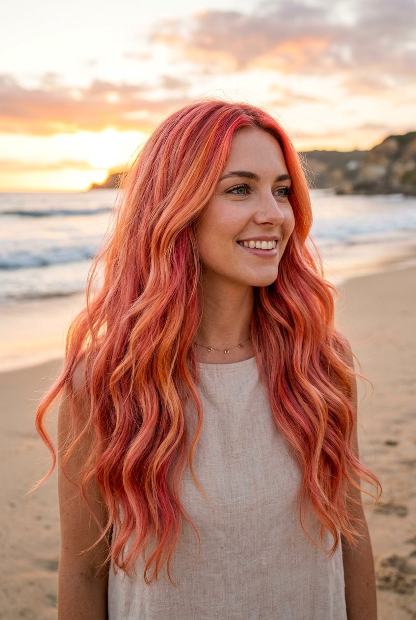 Sunset Coral Hair - 20 coral hair color ideas - 20 coral hair color ideas