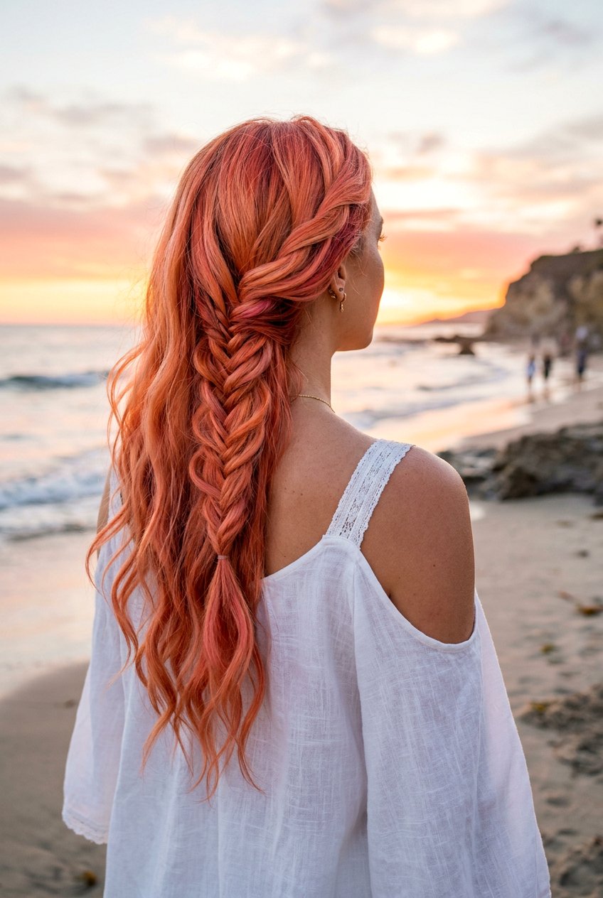Sunset Mermaid Hair With Braid - 20 rave hairstyles for women - 20 rave hairstyles for women