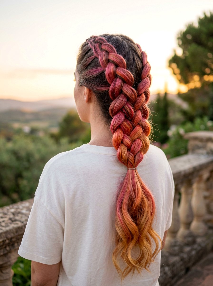 Sunset Ombre With Braids - 20 sunset ombre hair color - 20 sunset ombre hair color