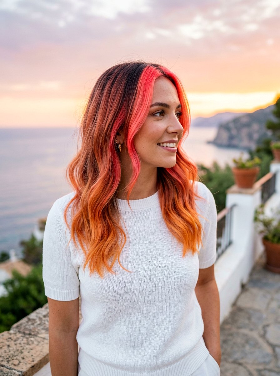 Sunset Ombre With Money Piece - 20 sunset ombre hair color - 20 sunset ombre hair color