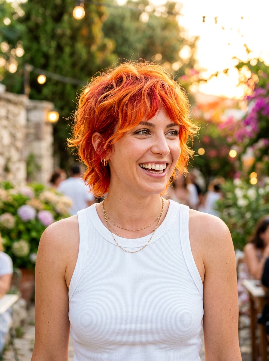 Sunset Orange Red Pixie - 20 red pixie hair color ideas - 20 red pixie hair color ideas