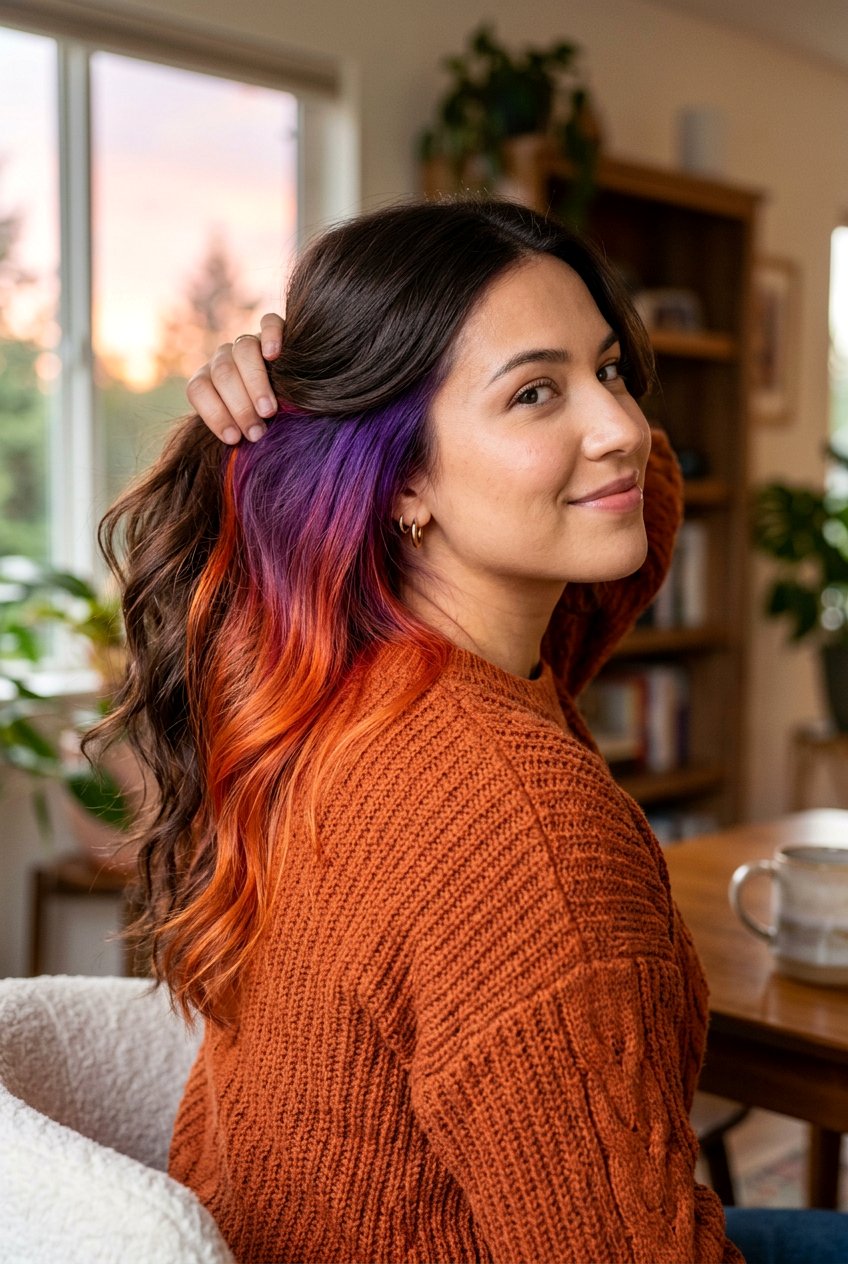 Sunset Peekaboo Hair Color - 20 bold peekaboo underlayer color - 20 bold peekaboo underlayer color