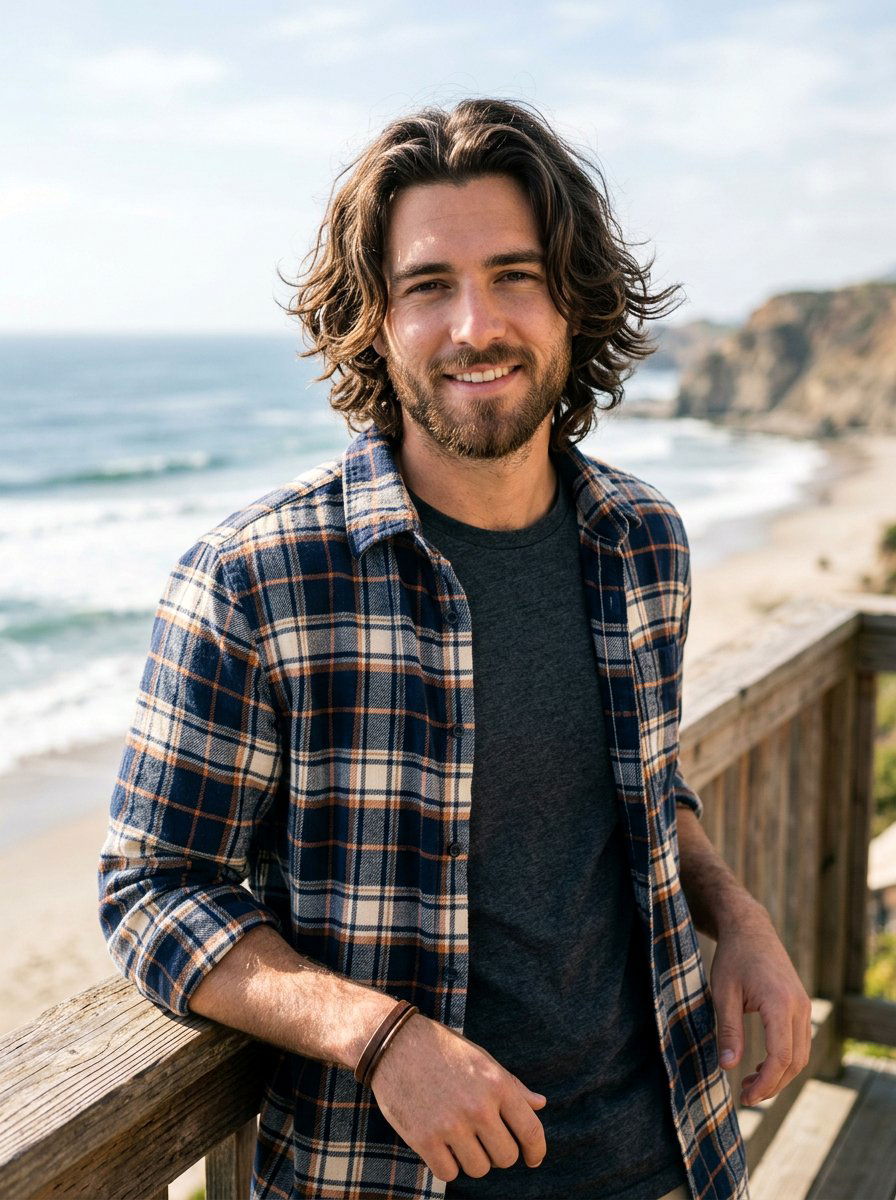 Surfer Curtain Haircut With Beard Men - 20 surfer curtain haircut men - 20 surfer curtain haircut men