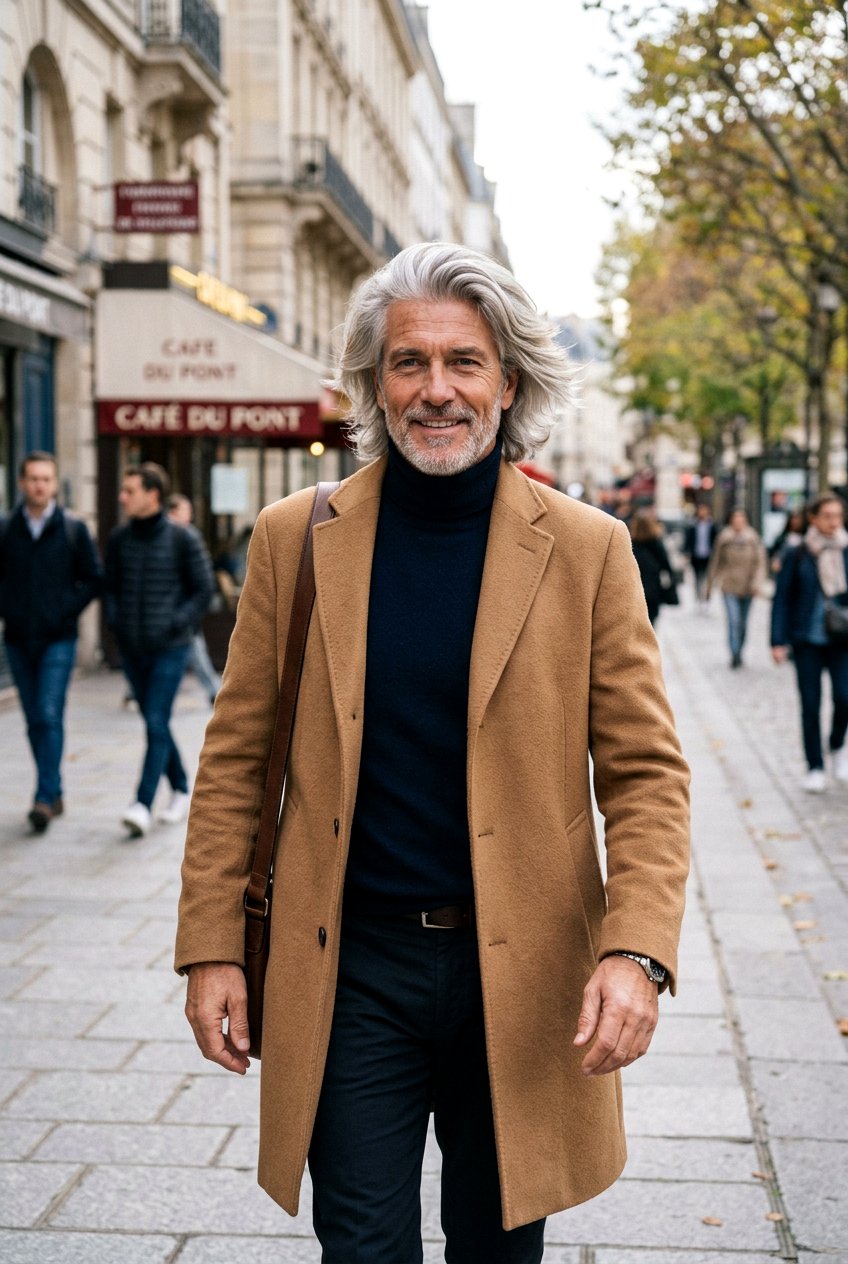 Swept Back Shoulder Length - 20 long gray hairstyles for men - 20 long gray hairstyles for men