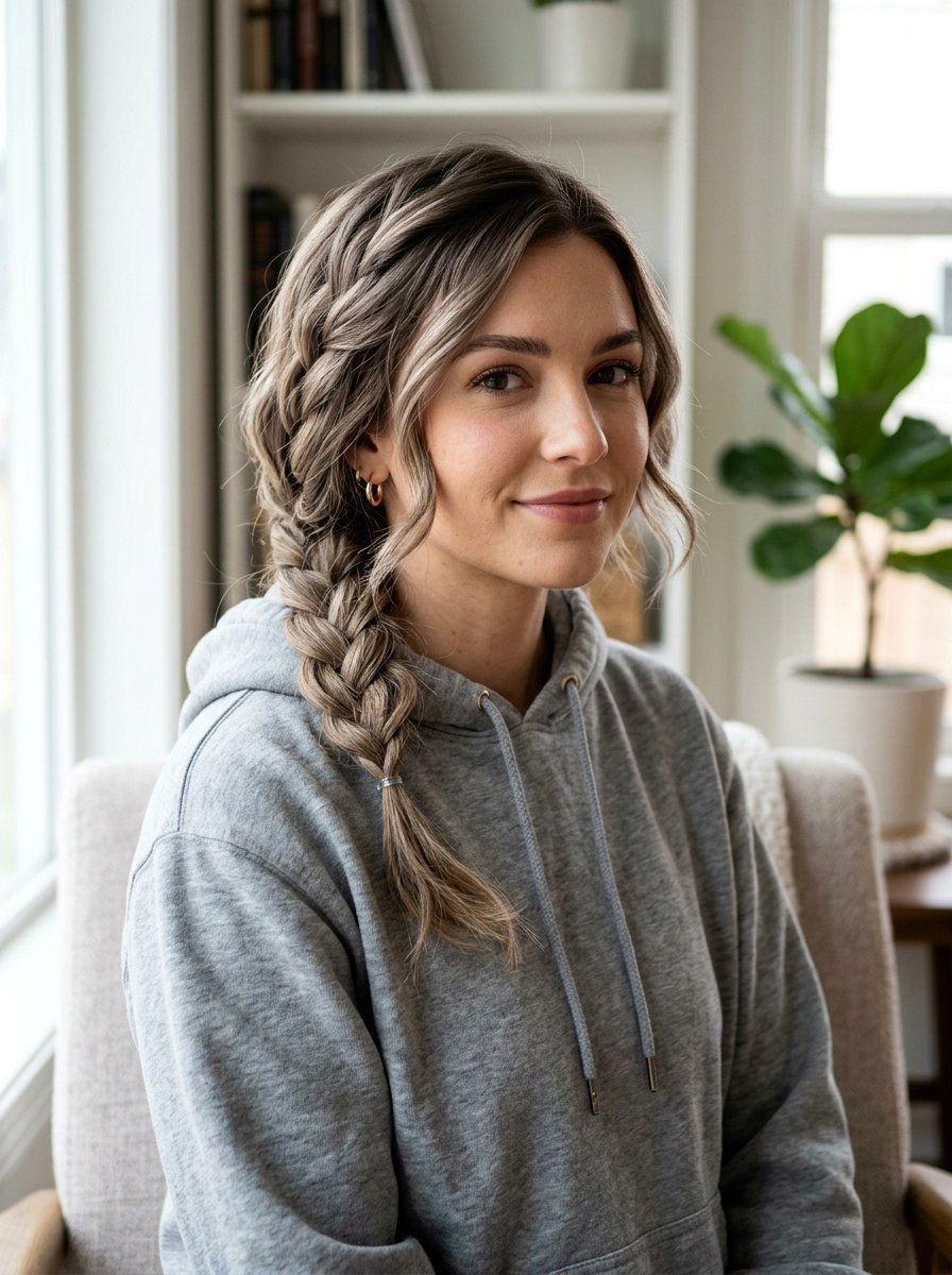 Swept Side Braid Short Bob - 20 gym hairstyle for short bob - 20 gym hairstyle for short bob