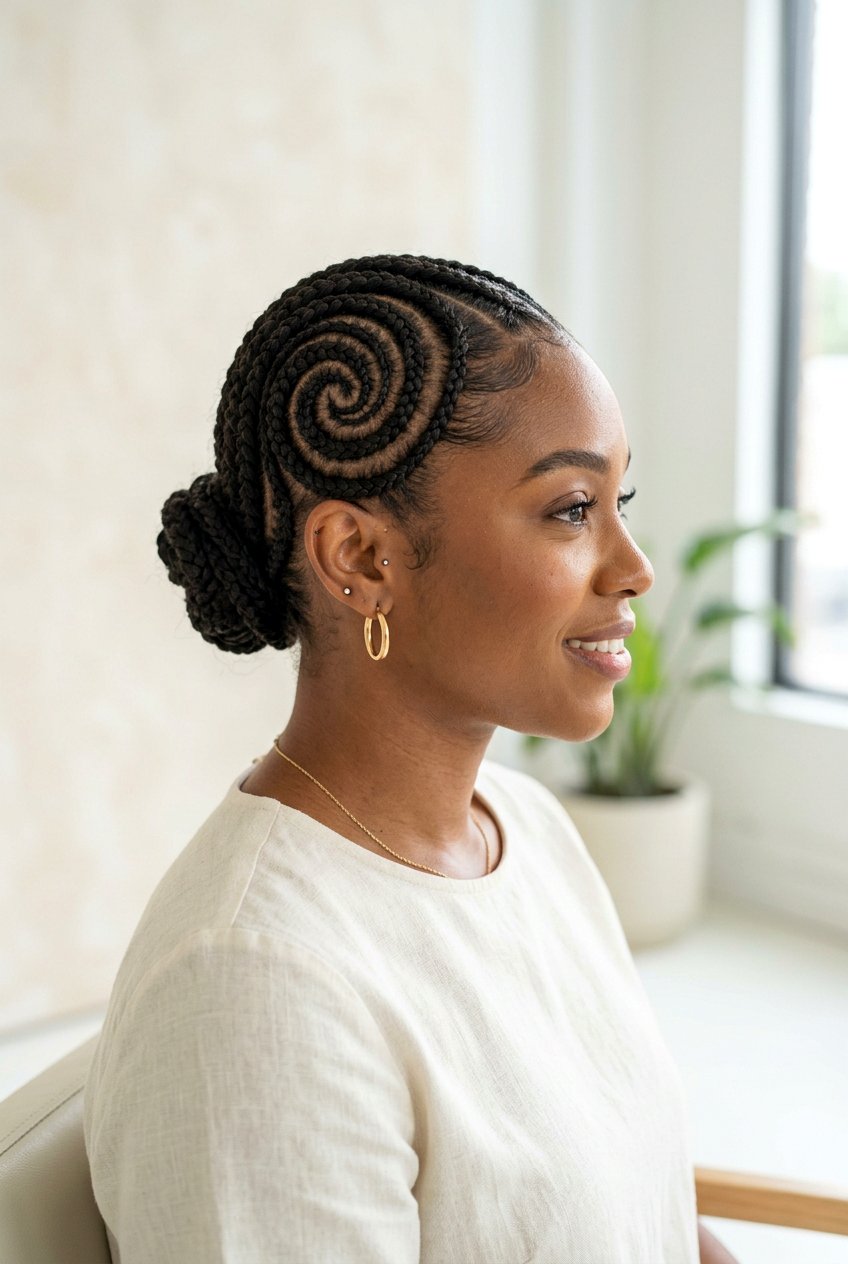 Swirl Design Braids - 20 curved cornrow braid styles - 20 curved cornrow braid styles
