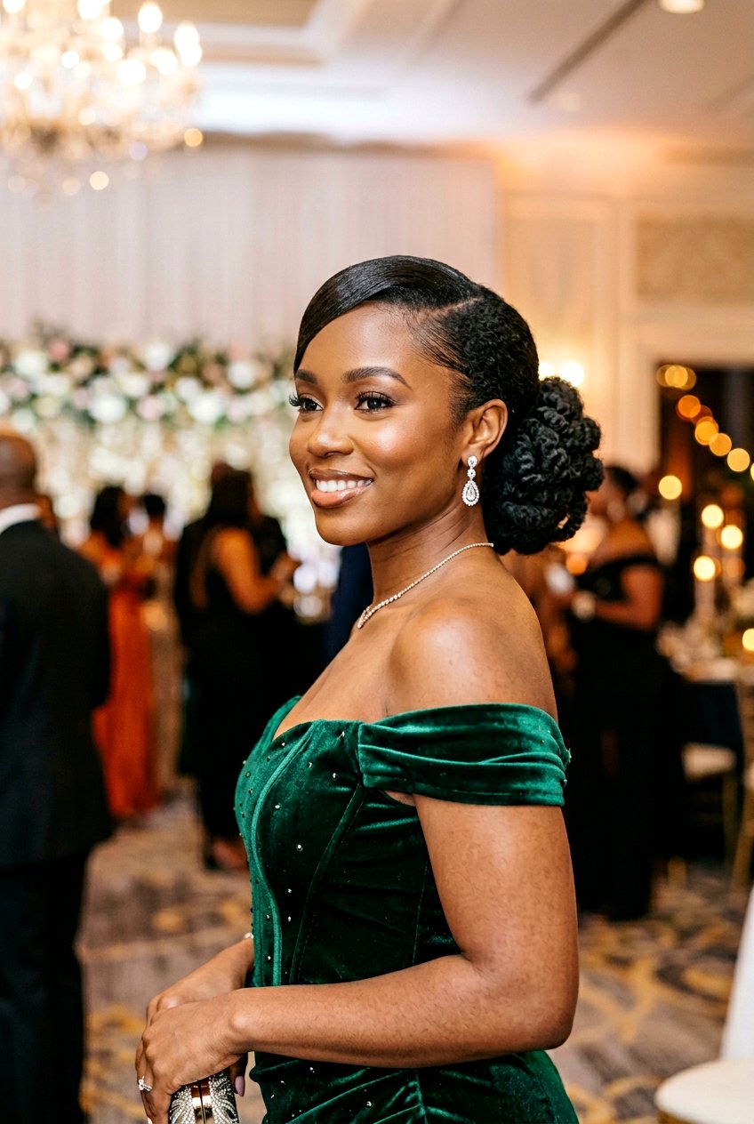 Swoop Bang Puff - 20 sleek puff hairstyle for natural hair - 20 sleek puff hairstyle for natural hair