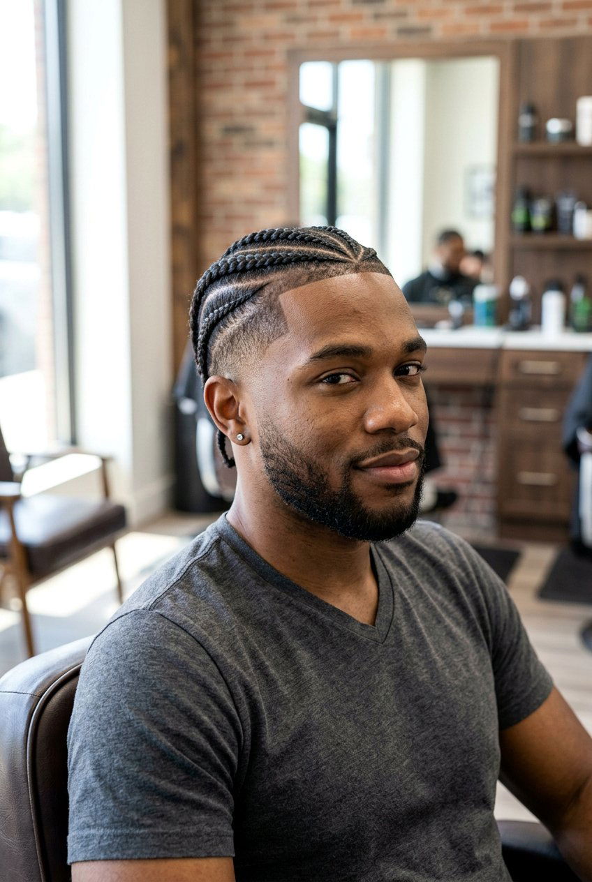 Swooped Cornrows With Temp Fade - 20 cornrows for men with fade - 20 cornrows for men with fade