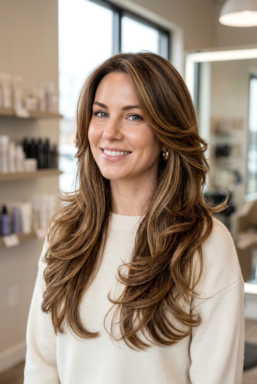 Swoopy Layered Haircut - 20 long hairstyles for fine hair - 20 long hairstyles for fine hair