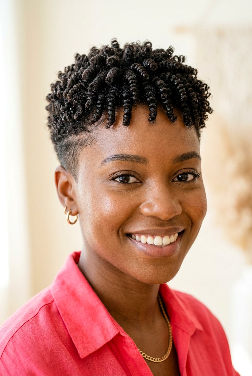 TWA Finger Coils on Tapered Cut - 20 finger coils on tapered cut - 20 finger coils on tapered cut