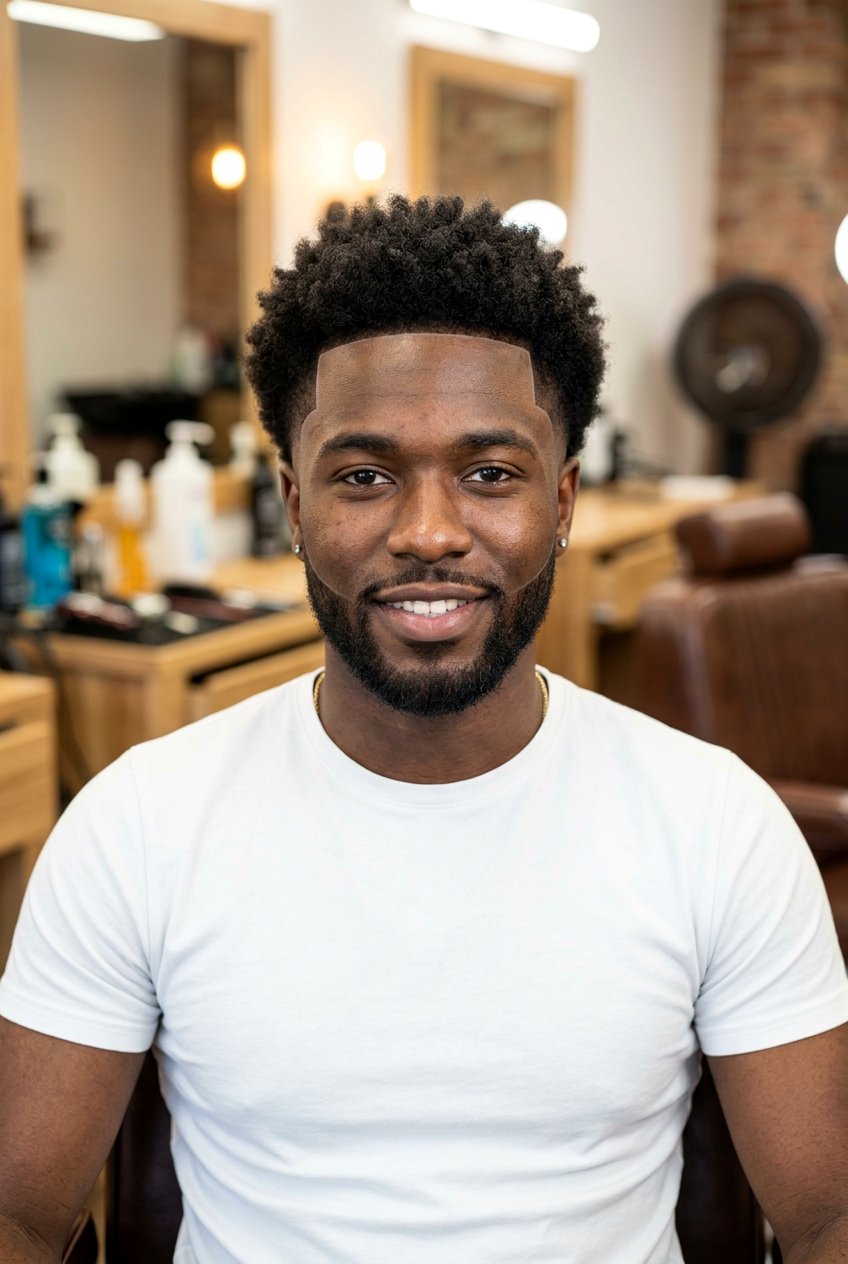 Taper Fade Afro With Lineup - 20 afro taper fade for black men - 20 afro taper fade for black men