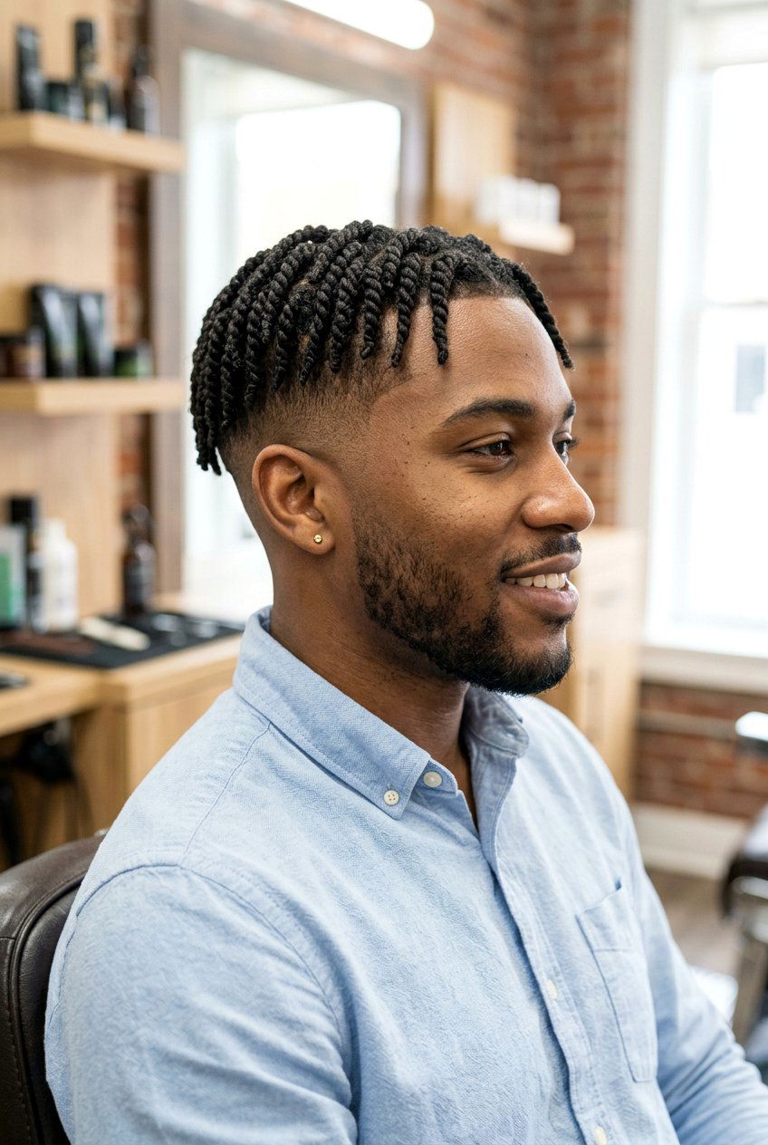 Taper Fade With Short Two Strand Twists - 20 short dreads with fade for men - 20 short dreads with fade for men