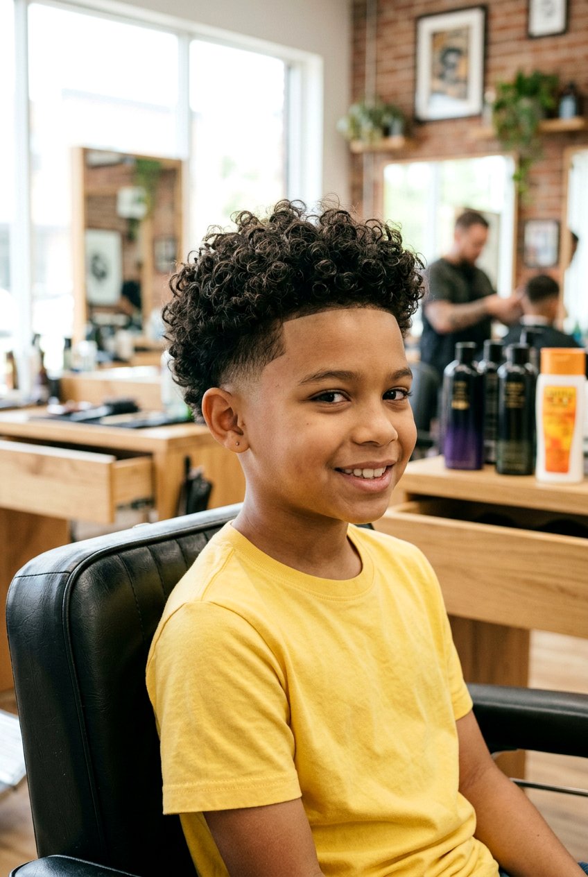 Taper Fade with Curls for Boys - 20 picture day haircut for boys - 20 picture day haircut for boys