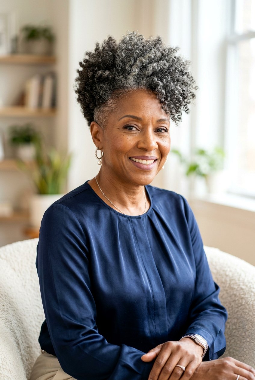 Tapered Afro - 20 natural hairstyles for women over 50 - 20 natural hairstyles for women over 50