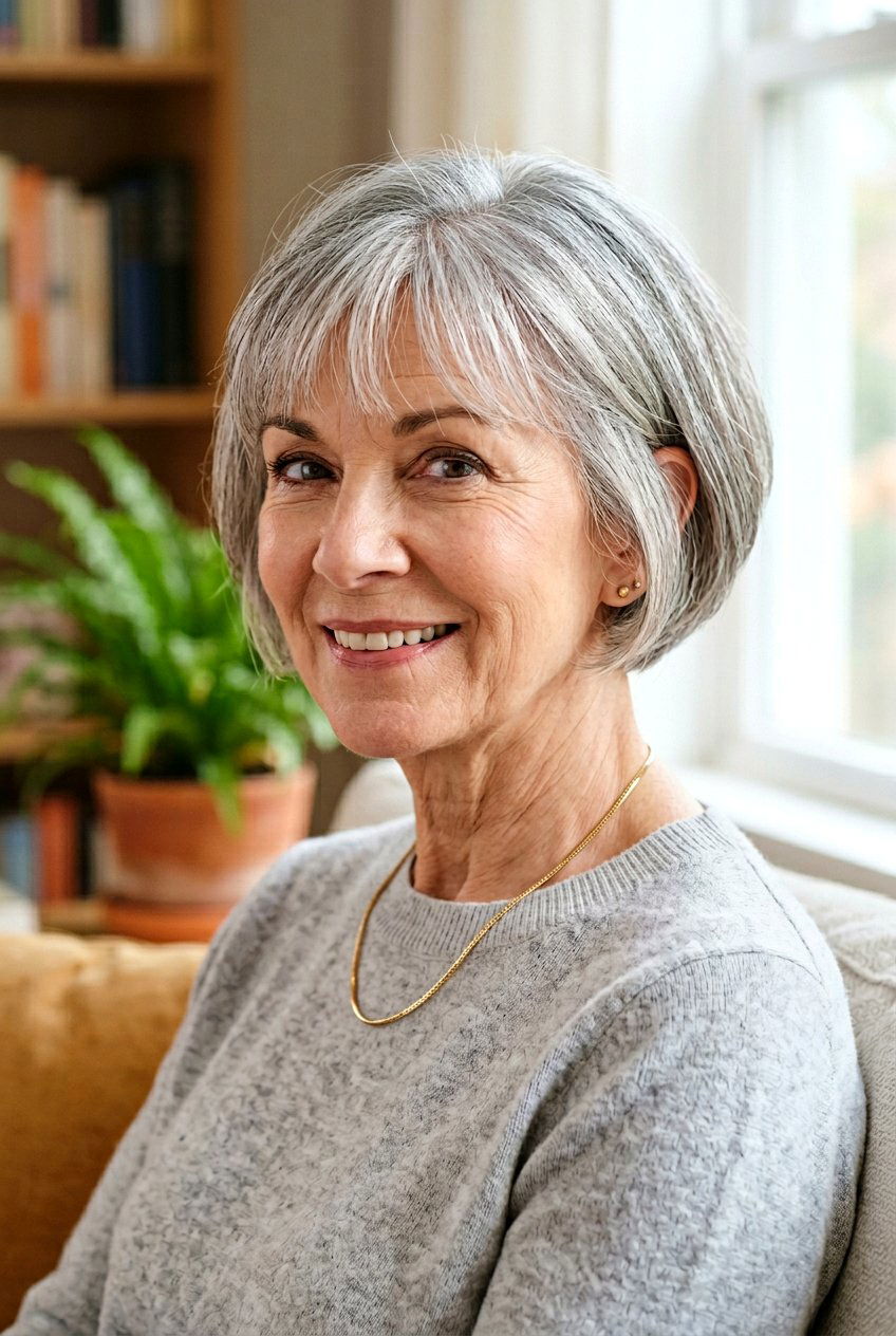 Tapered Bob With Wispy Fringe - 20 bob haircut with soft fringe for older women - 20 bob haircut with soft fringe for older women