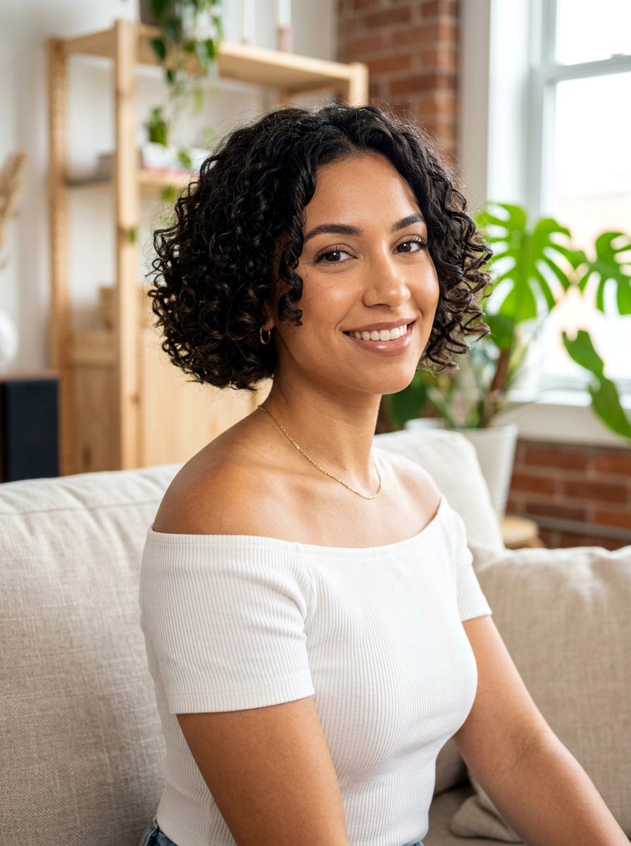 Tapered Curly Chin Length Bob - 20 curly chin length bob for thick curls - 20 curly chin length bob for thick curls