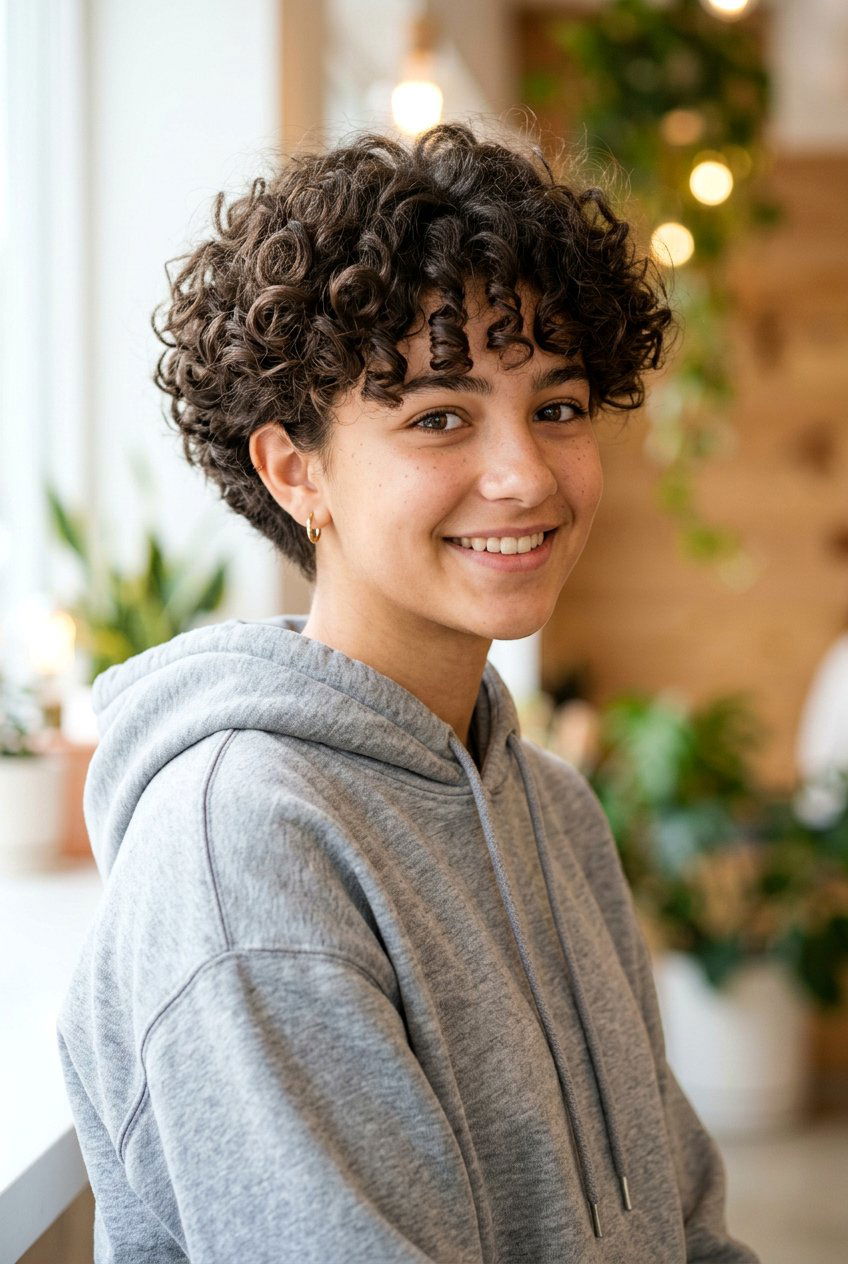 Tapered Curly Cut With Bangs - 20 curly haircut for teenage girls with bangs - 20 curly haircut for teenage girls with bangs