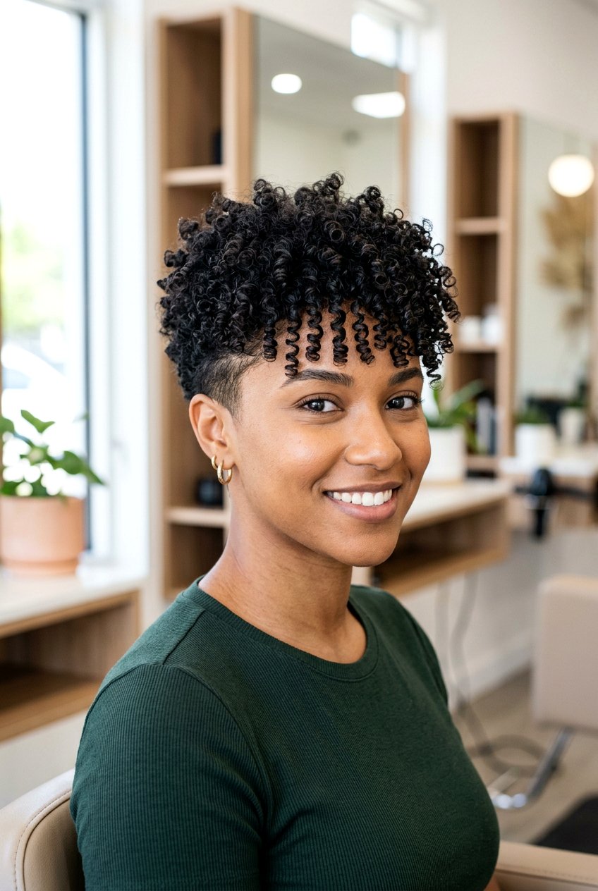 Tapered Curly Cut With Fringe - 20 curly fringe haircut women - 20 curly fringe haircut women