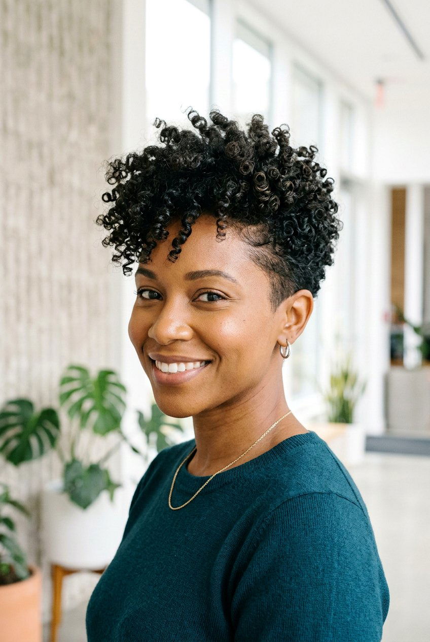 Tapered Curly Pixie - 20 wash and go hairstyles - 20 wash and go hairstyles