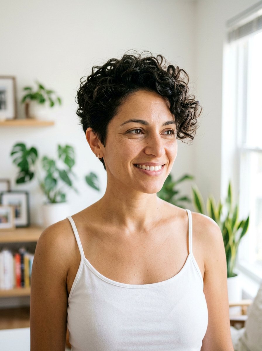Tapered Curly Pixie Cut For Postpartum - 20 haircut for postpartum curls - 20 haircut for postpartum curls