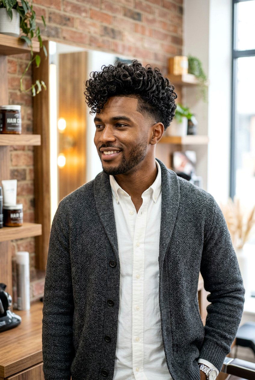 Tapered Curly Quiff - 20 men curly taper for business casual - 20 men curly taper for business casual