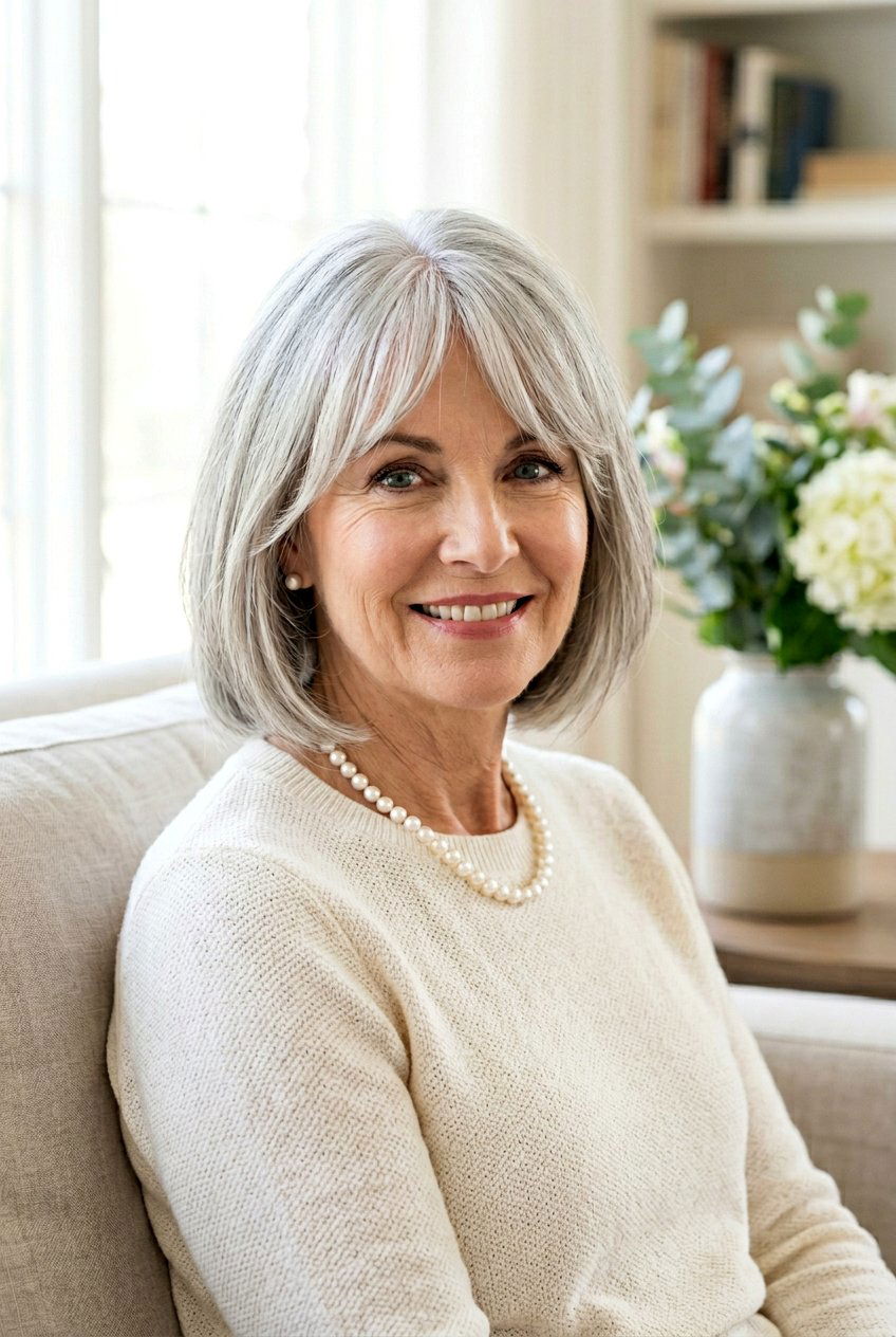 Tapered Curtain Bangs - 20 curtain bangs for women over 50 - 20 curtain bangs for women over 50