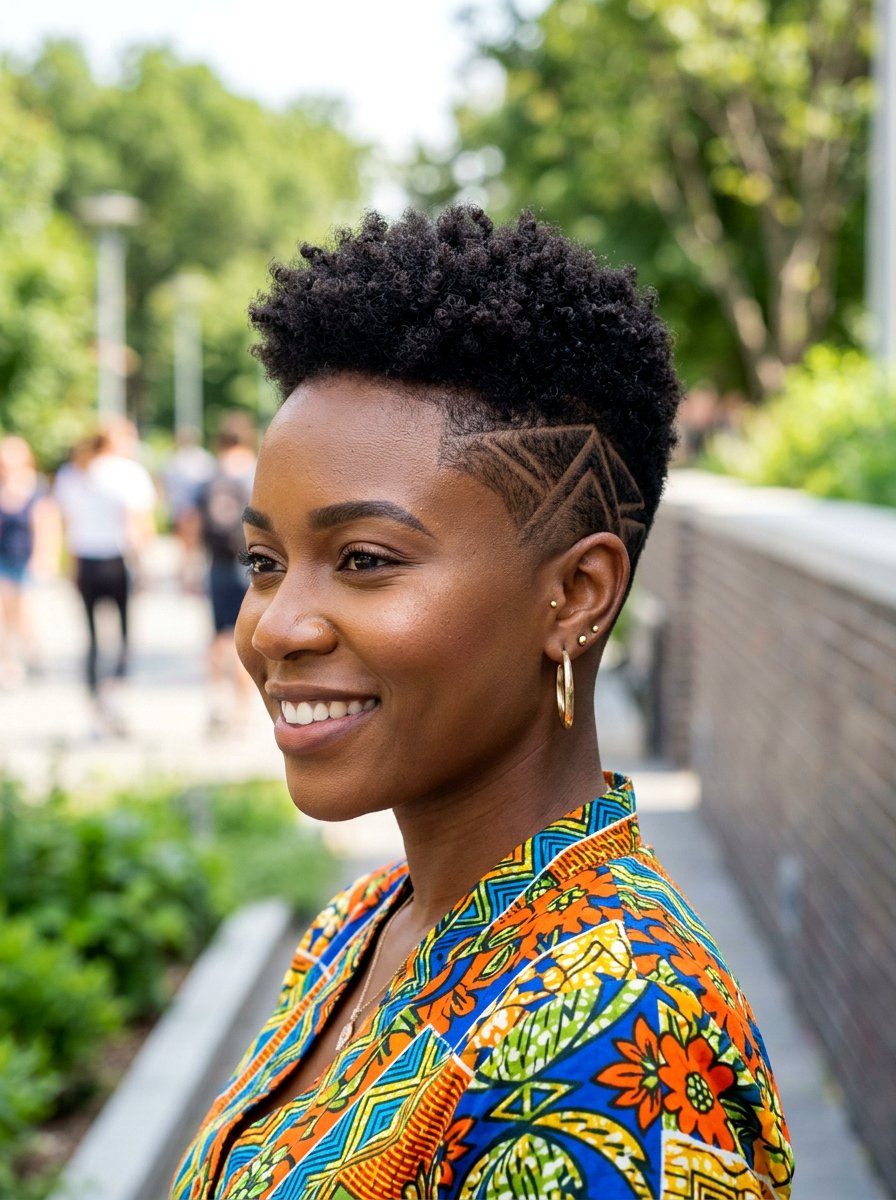 Tapered Cut Shaved Design Natural Hair - 20 side shaved natural hairstyle - 20 side shaved natural hairstyle