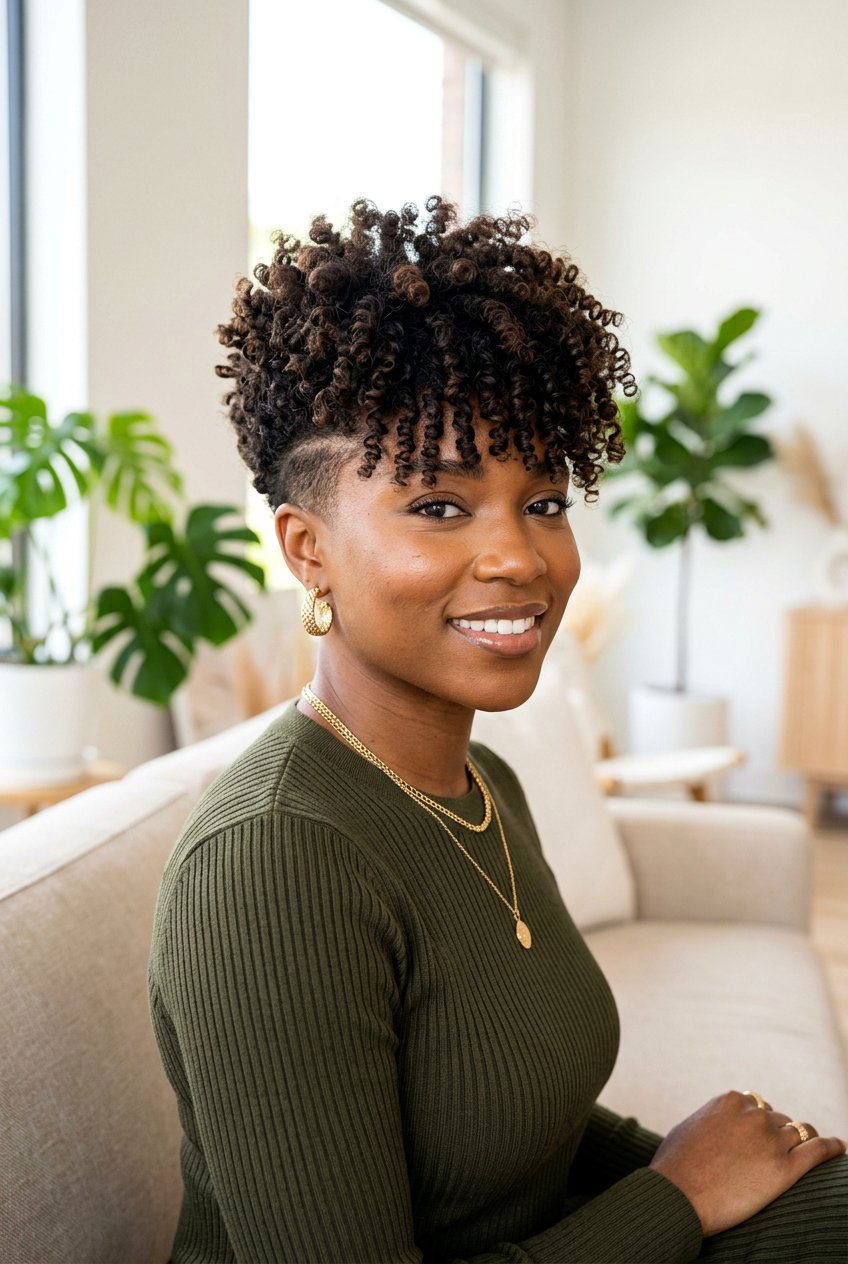 Tapered Cut With Bangs - 20 natural hair bangs styles - 20 natural hair bangs styles