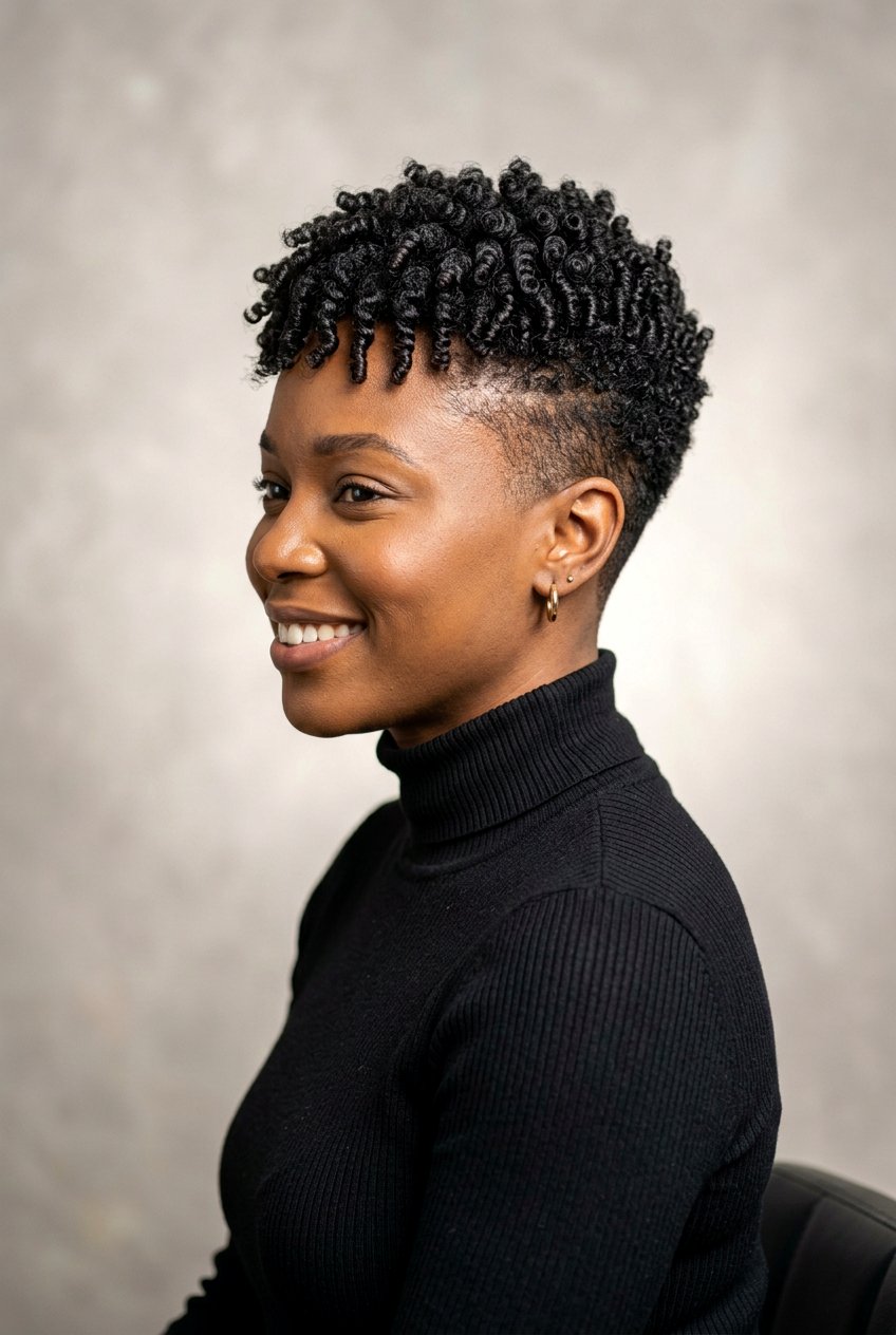 Tapered Cut with Finger Coils on Top - 20 finger coil twa hairstyle - 20 finger coil twa hairstyle