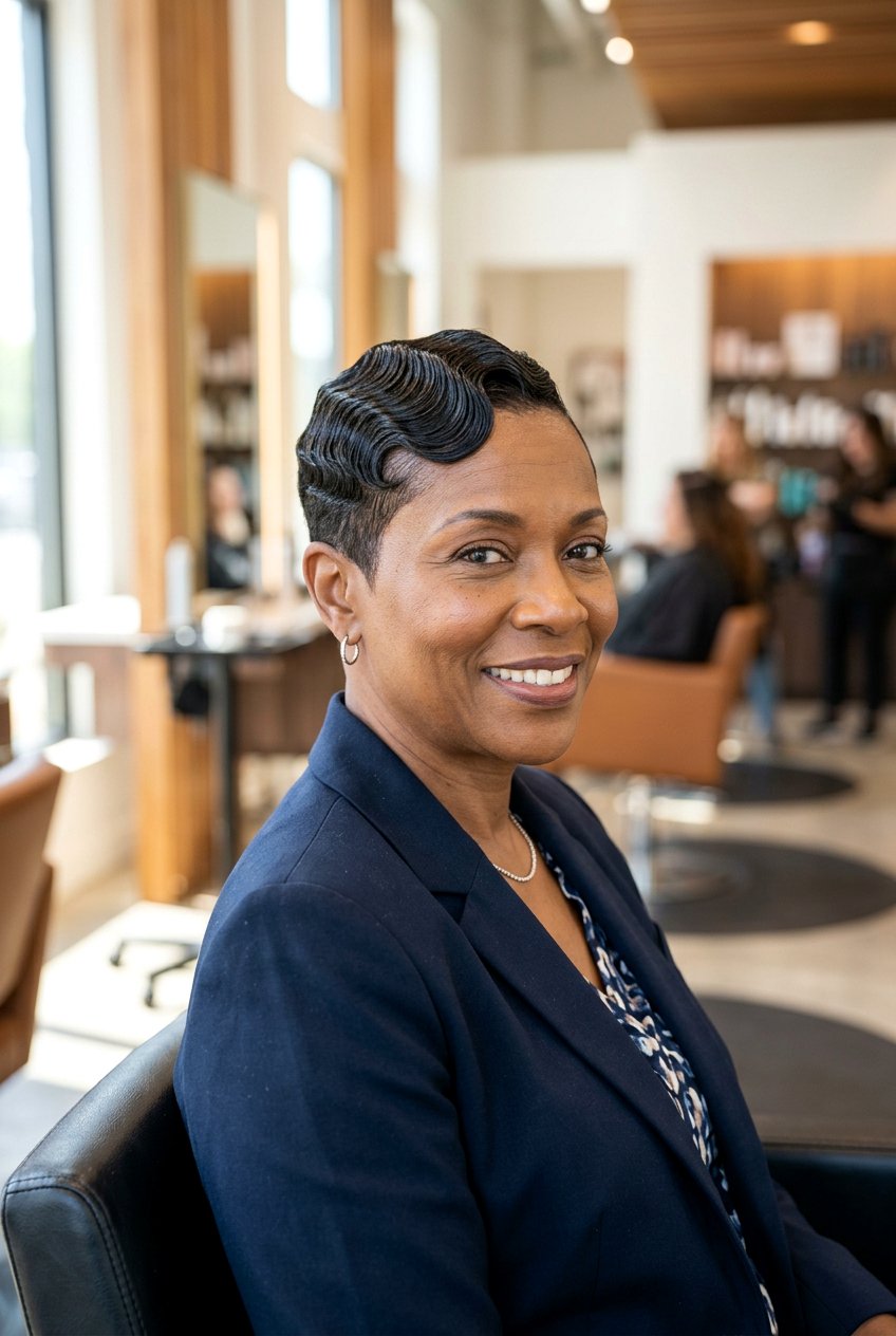 Tapered Cut with Finger Waves for Black Hair Over 50 - 20 tapered cut for women over 50 black hair - 20 tapered cut for women over 50 black hair