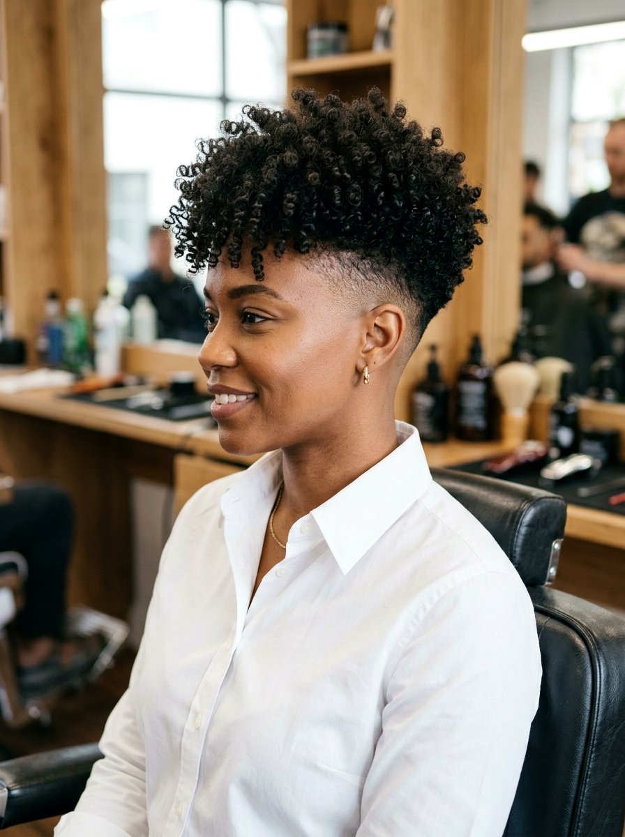 Tapered Fade Curly Haircut - 20 haircut for tight curls women - 20 haircut for tight curls women