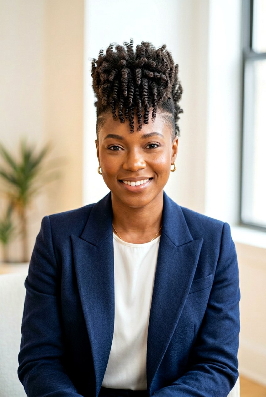 Tapered Finger Coils with Frohawk Shape - 20 finger coils on tapered cut - 20 finger coils on tapered cut