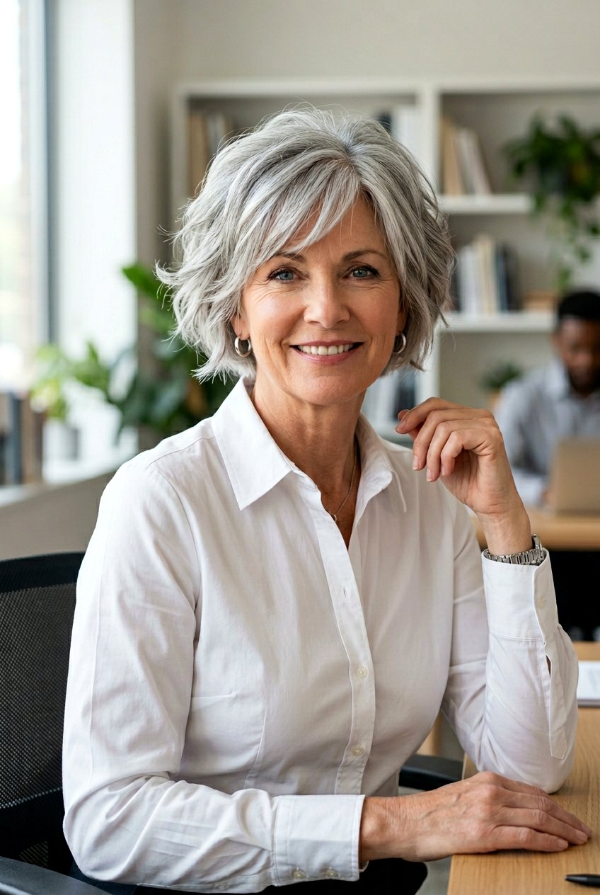 Tapered Gray Shag - 20 gray shag haircut for women over 60 - 20 gray shag haircut for women over 60