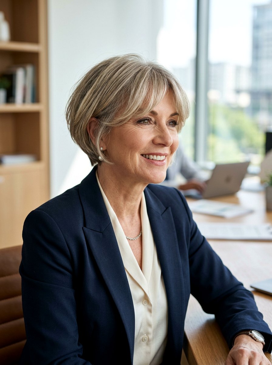 Tapered Layered Bob - 20 layered bob with curtain bangs for women over 50 - 20 layered bob with curtain bangs for women over 50