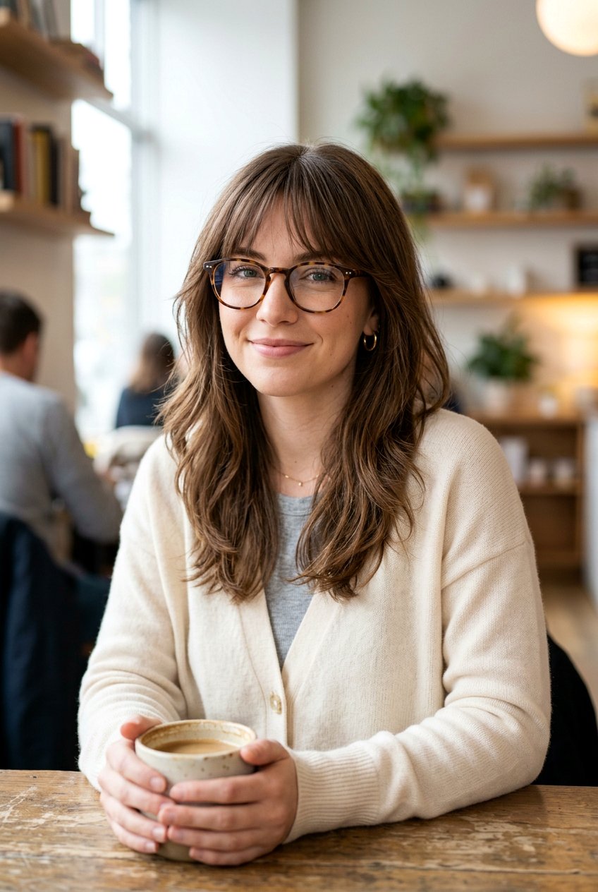 Tapered Long Bangs - 20 long bangs for women with glasses - 20 long bangs for women with glasses